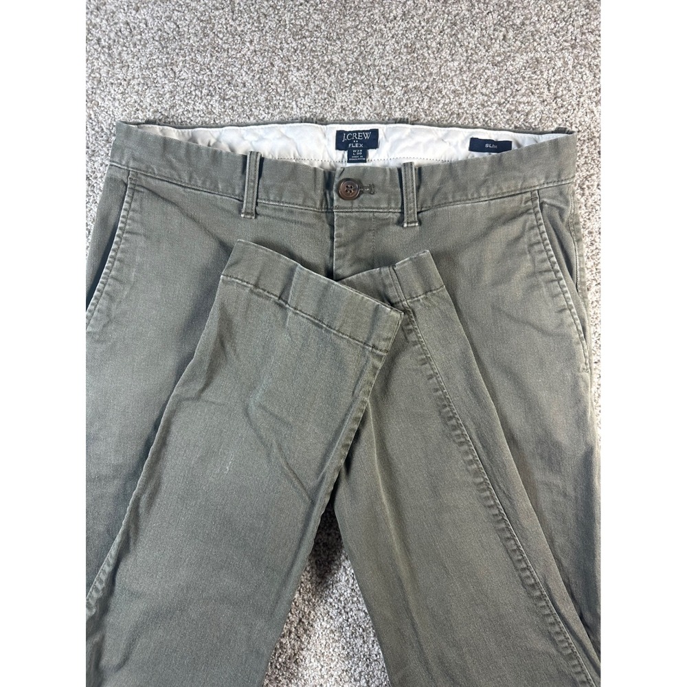 J.Crew Flex Slim Chino Pants Mens 29x30 Olive Green Re-Imagined Twill Trousers